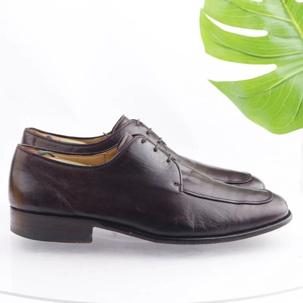 Magnanni Mens Oxfords Size 46 13 Brown Leather Split Toe Apron Toe Dress Shoes